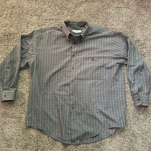 YSL Yves Saint Laurent Button Shirt Mens Large 16 1/2 32-33 Grey Vintage